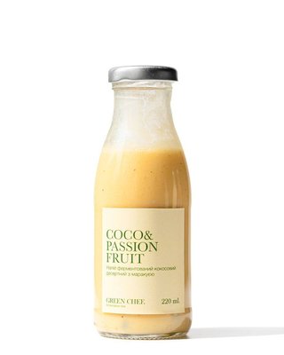 Йогурт ферментированный кокосовый «Coco&Passion Fruit» с сиропом агавы, 220 мл, Green Chef фото