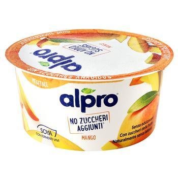 Веганский йогурт без сахара "Манго", соевая основа, с соком манго, 135 г, Alpro фото